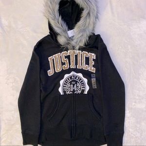 Justice size 10, hooded jacket. New with tags